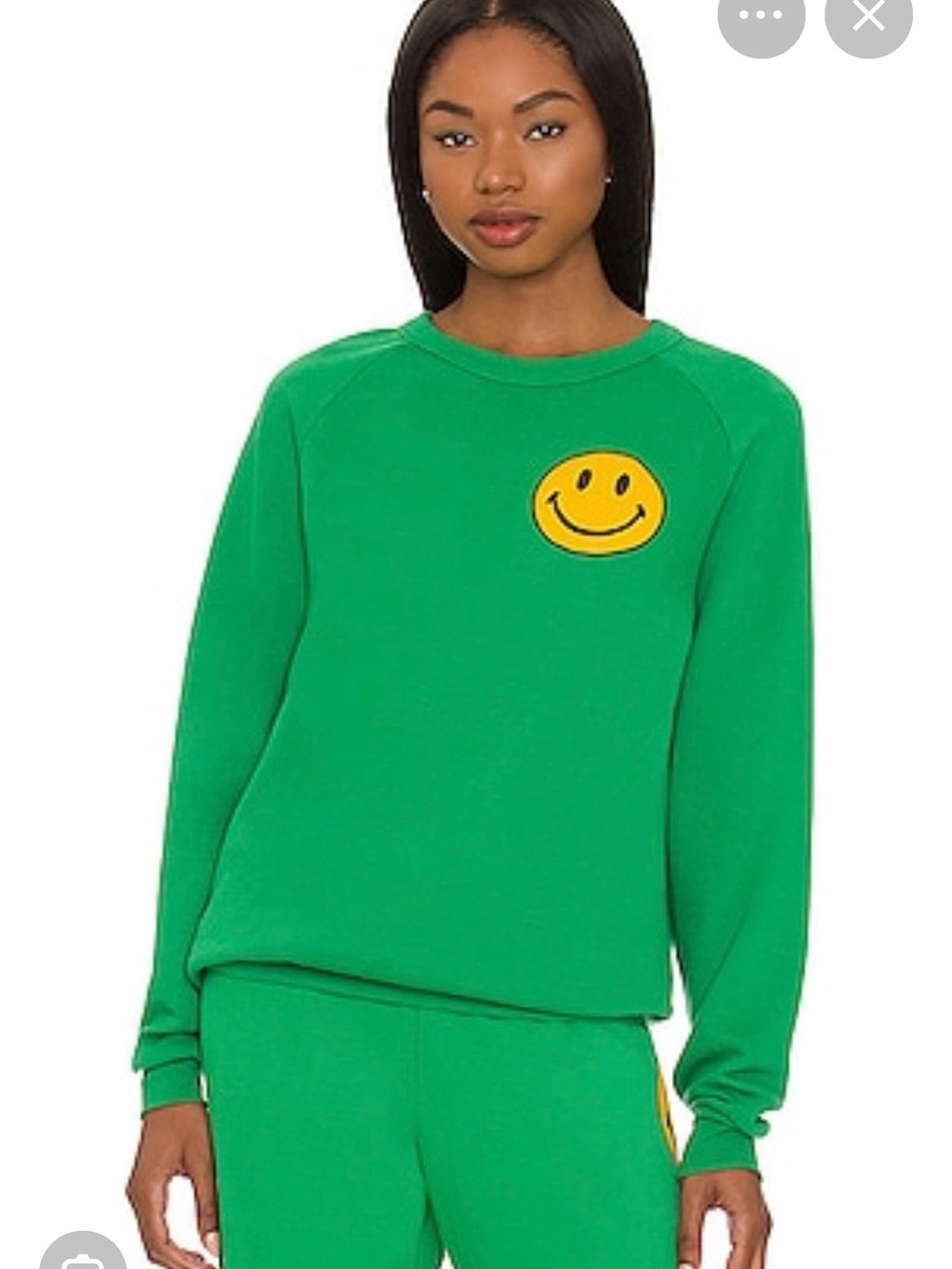 Aviator Nation Green Smiley Face Sweatshirt XS (set available)